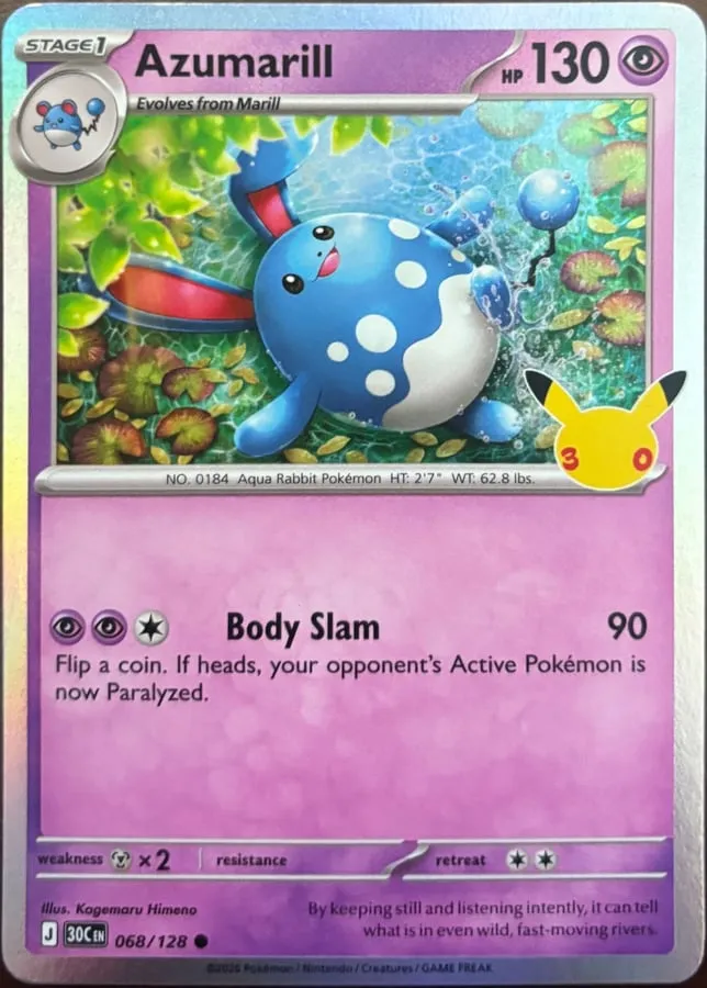 Azumarill 068/128, 30th Celebration — Front