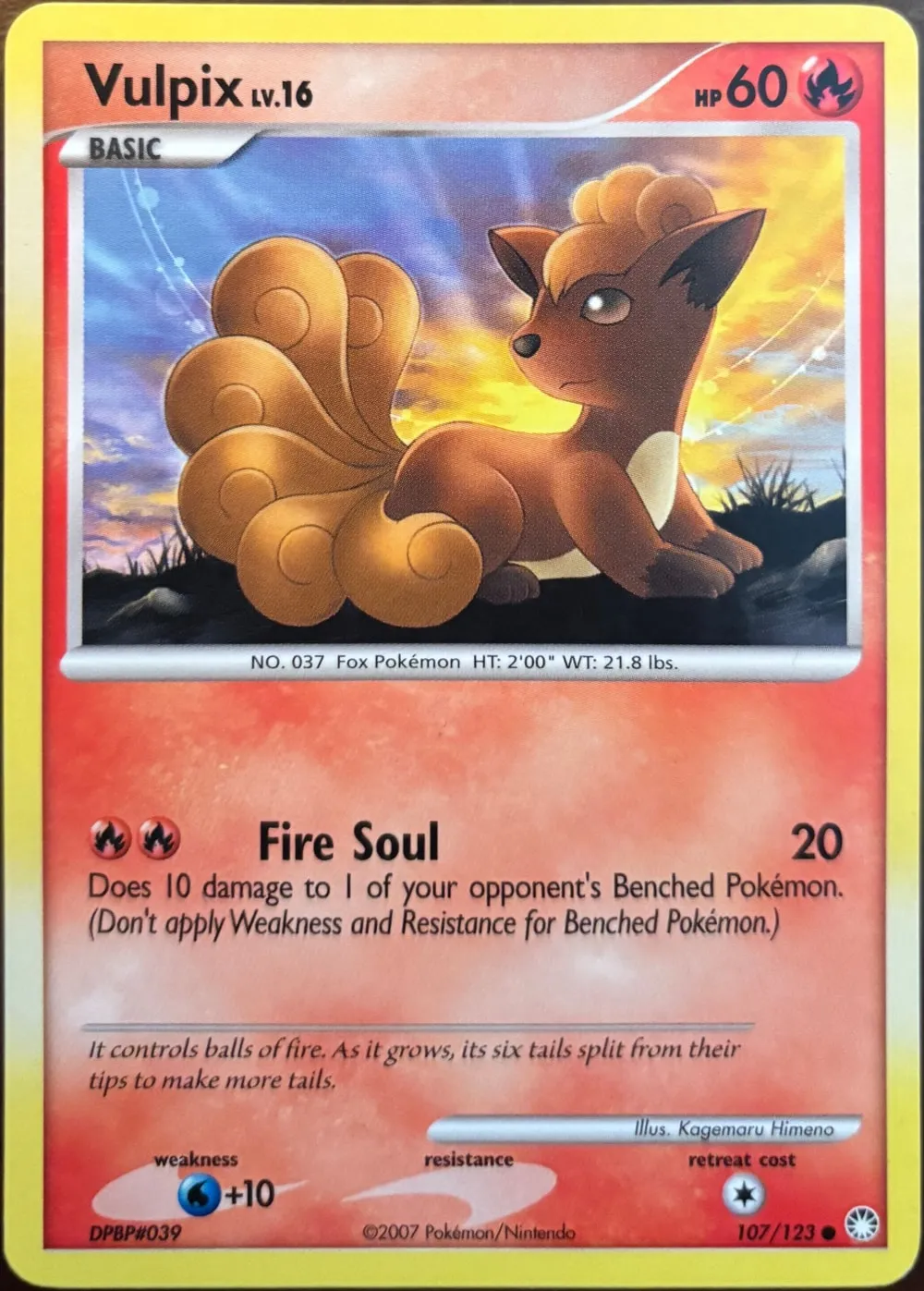 Vulpix 107/123, DP: Mysterious Treasures — Front