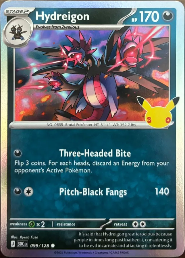 Hydreigon 099/128, 30th Celebration — Front