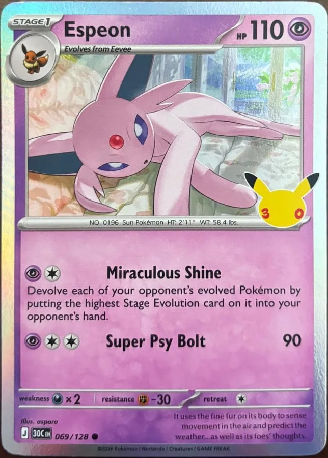 Espeon 069/128, 30th Celebration — Front