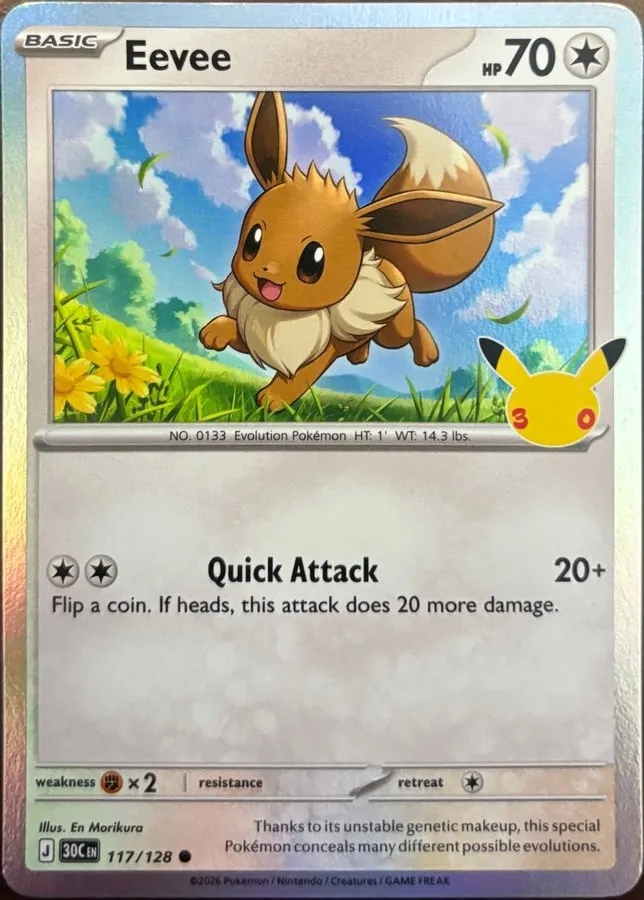 Eevee 117/128, 30th Celebration — Front