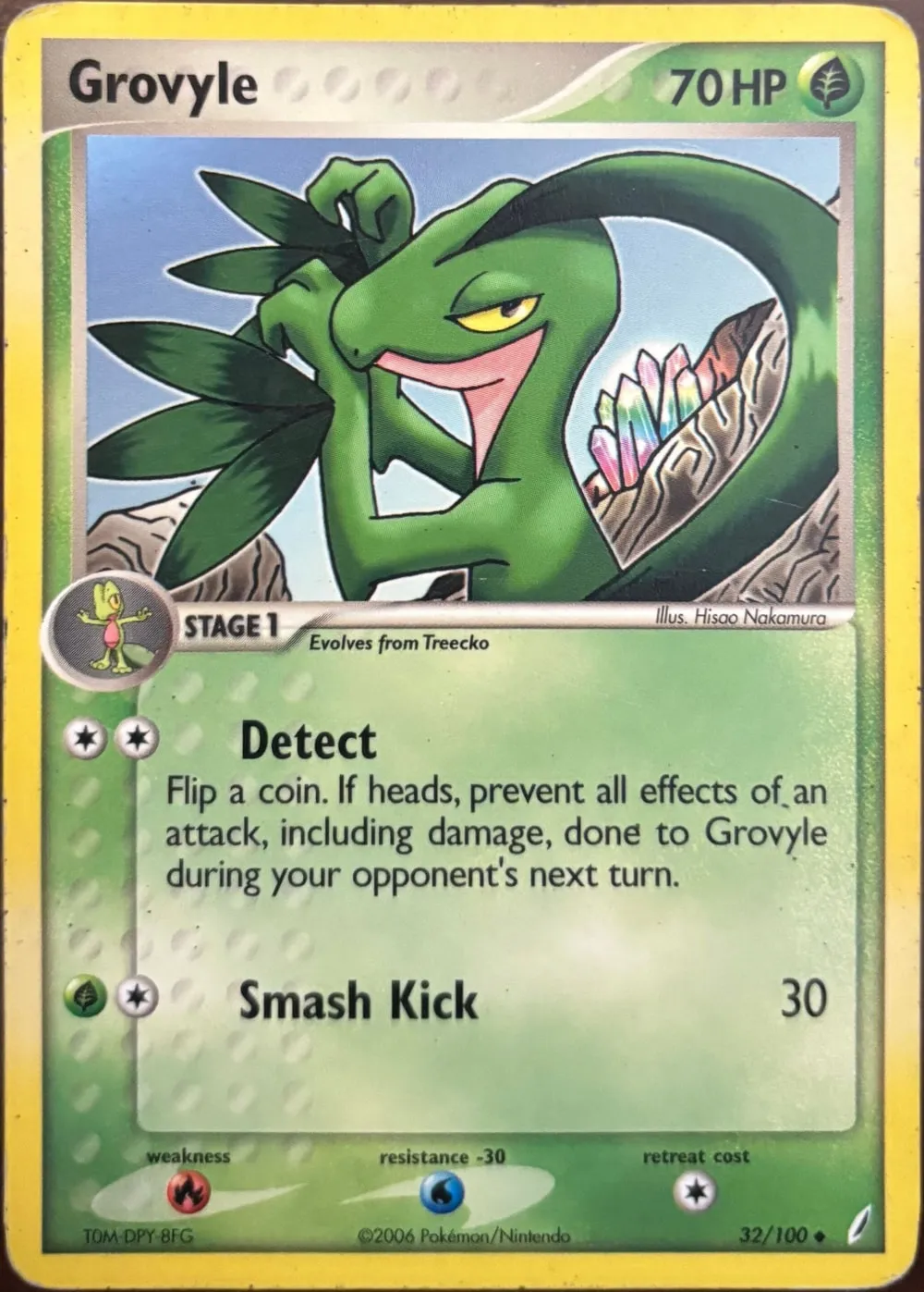 Grovyle 32/100, EX Crystal Guardians — Front