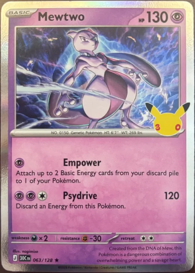 Mewtwo 063/128, 30th Celebration — Front