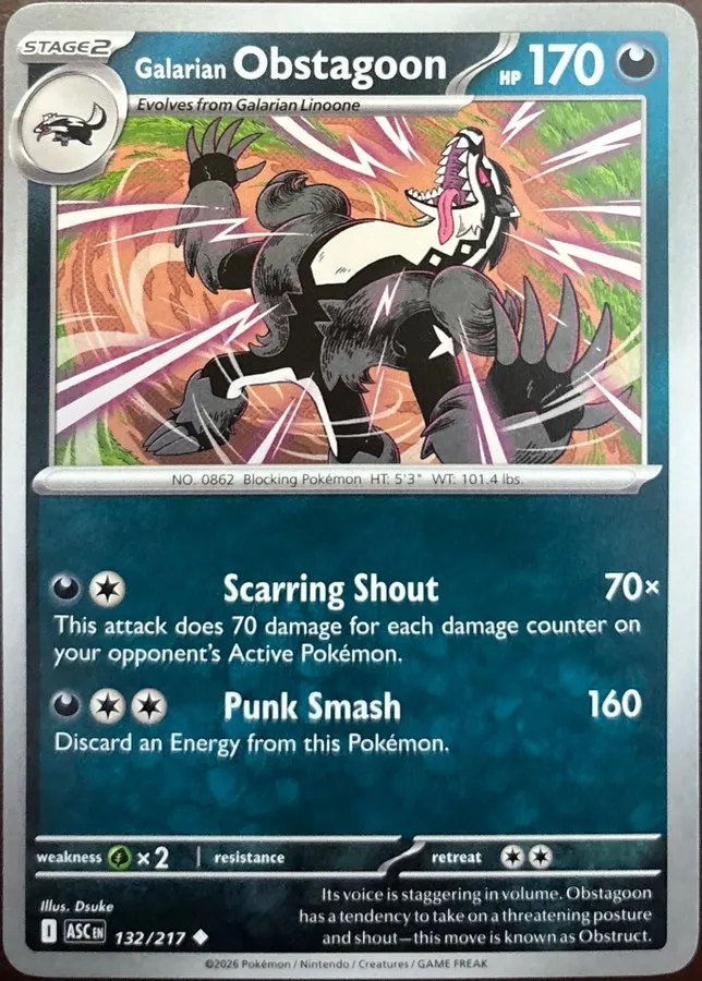 Galarian Obstagoon 132/217, Mega Evolution: Ascended Heroes