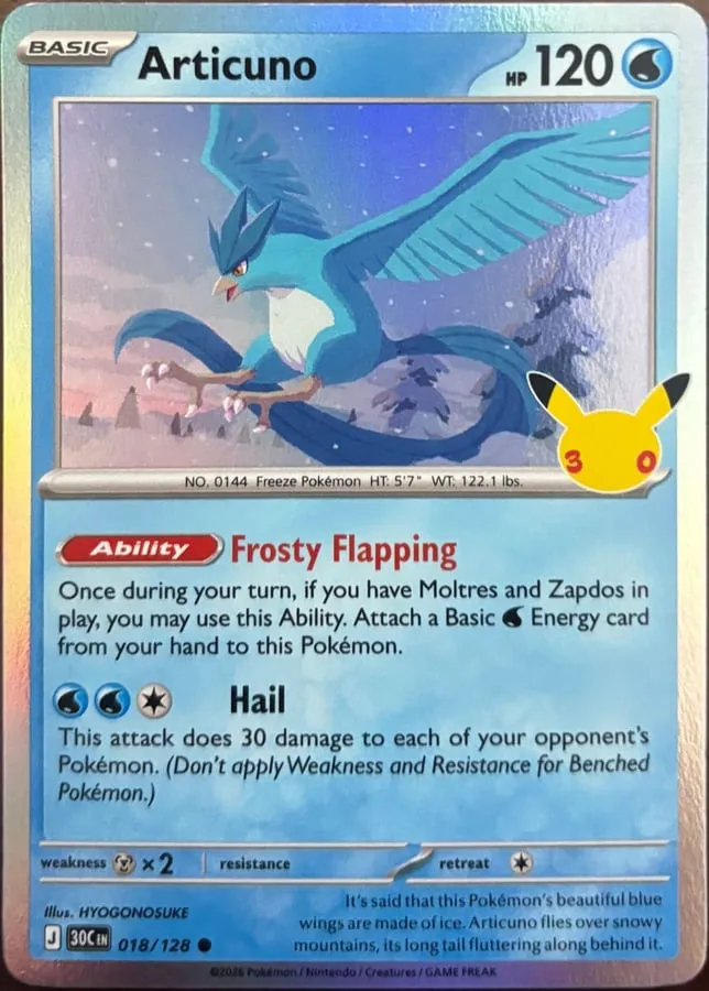 Articuno 018/128, 30th Celebration — Front