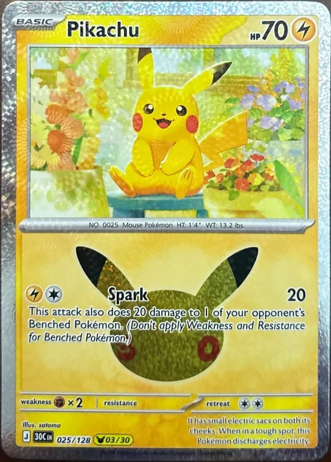 Pikachu 025/128, 30th Celebration