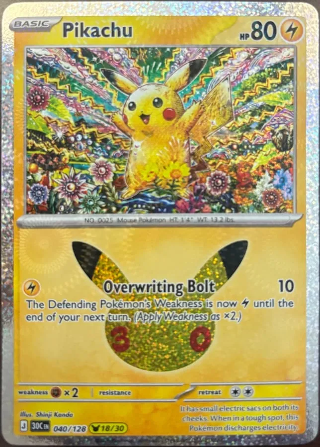 Pikachu 040/128, 30th Celebration