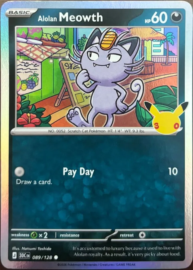 Alolan Meowth 089/128, 30th Celebration
