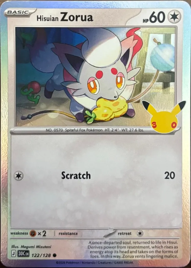 Hisuian Zorua 122/128, 30th Celebration