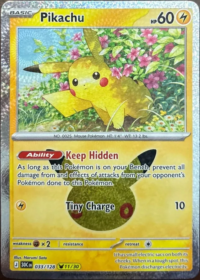 Pikachu 033/128, 30th Celebration