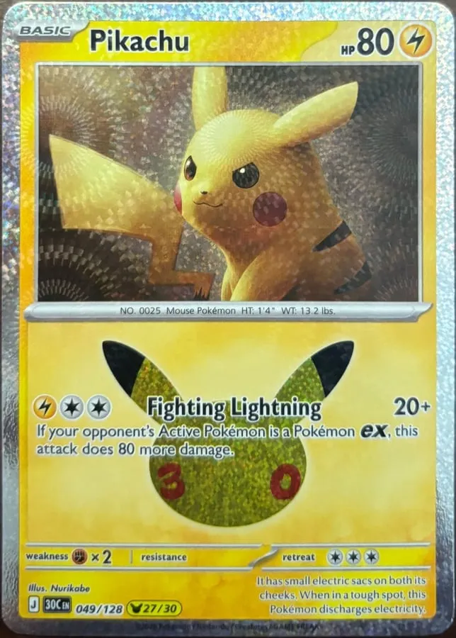 Pikachu 049/128, 30th Celebration